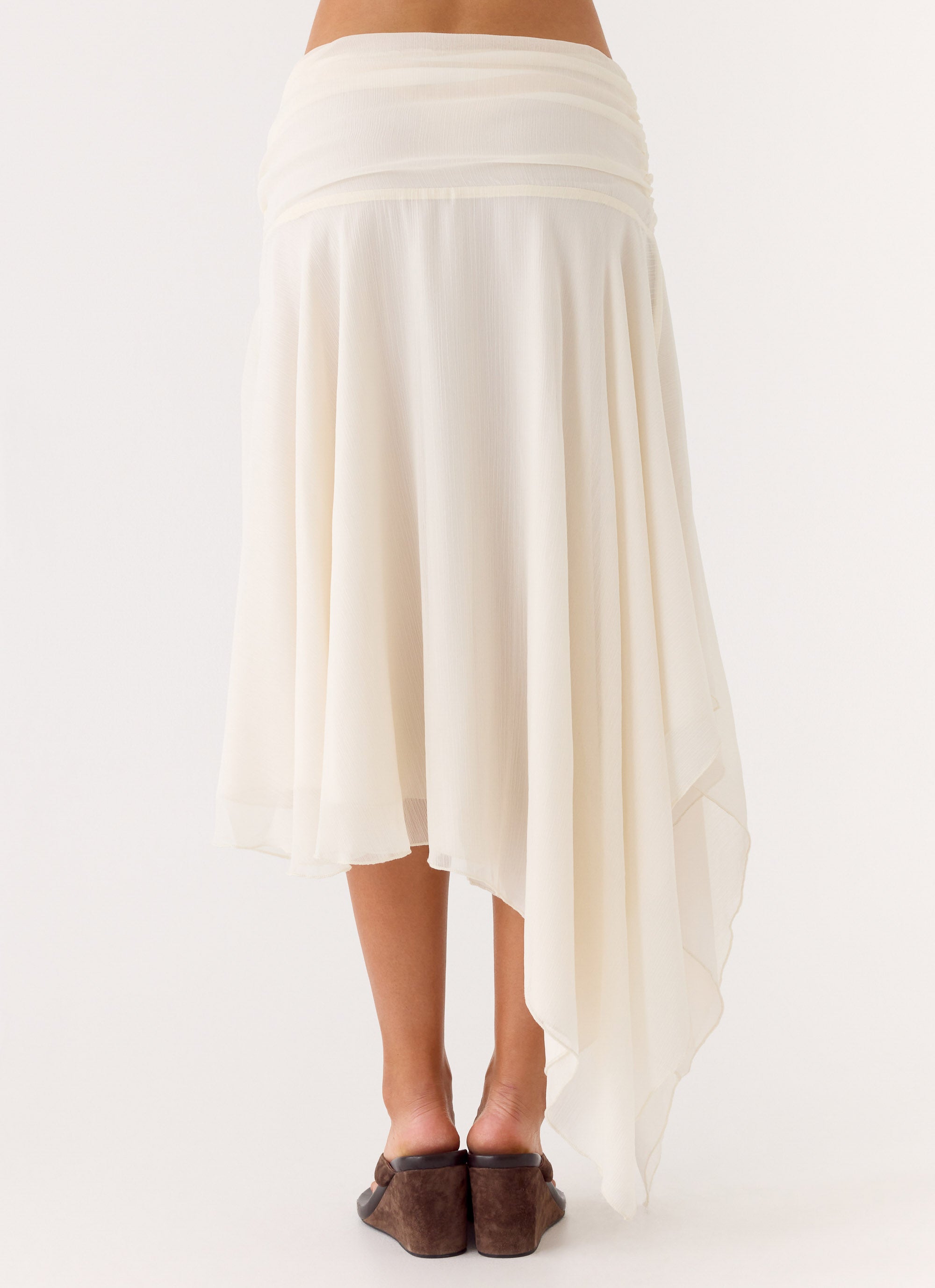 Abeda Asymmetrical Midi Skirt - Ivory