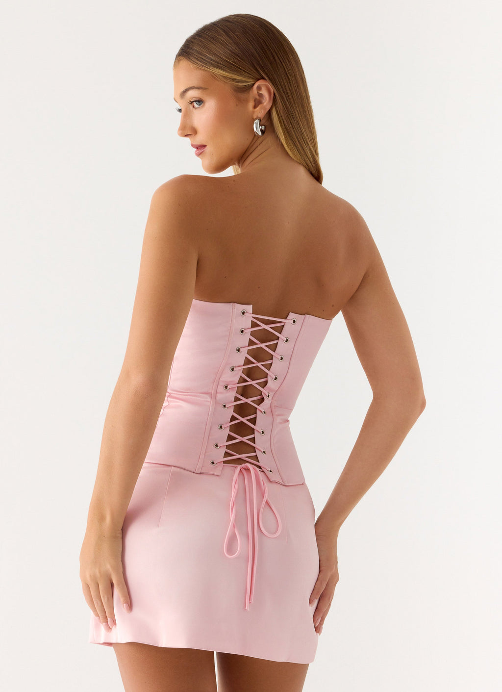 All My Ladies Strapless Corset Top - Petal Pink